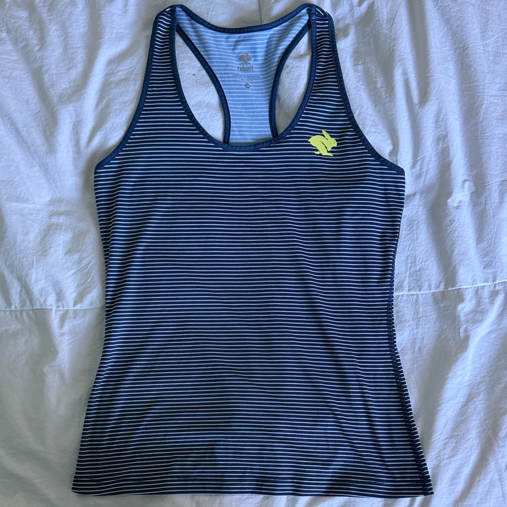 Rabbit Striped Navy Blue Racerback Tank Top